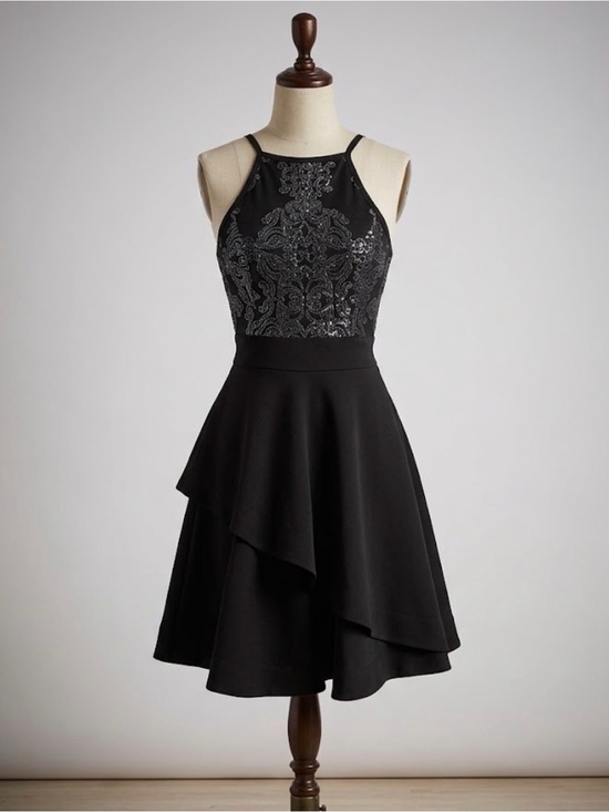Speechless Dresses & Skirts - Speechless Fit & Flare Mini Homecoming HOCO Dress Glitter High Neck Glam Sparkly